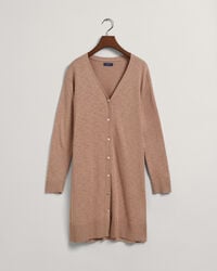 Linen Blend Long V-Neck Cardigan