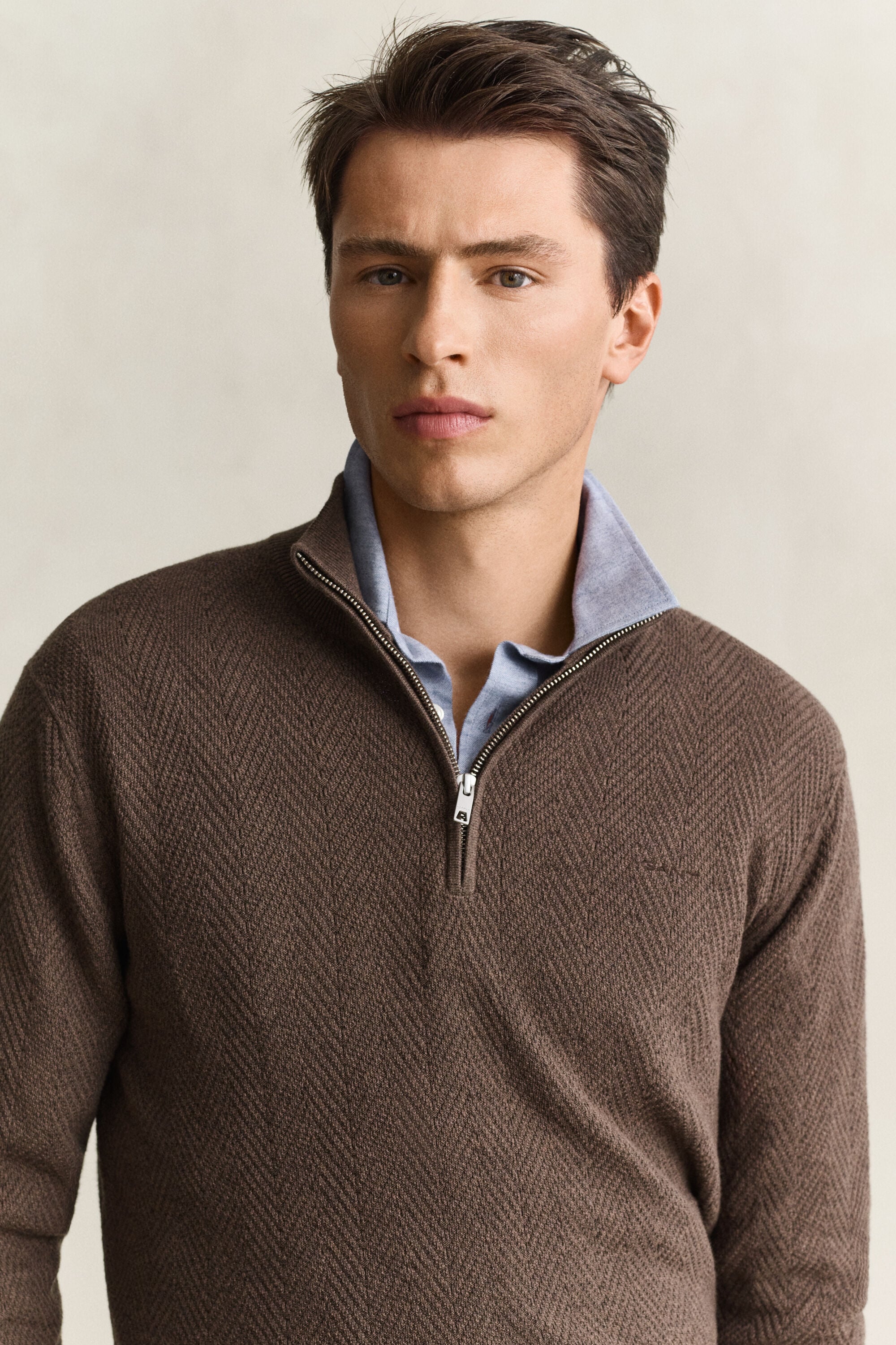 Herringbone Half-Zip Sweater