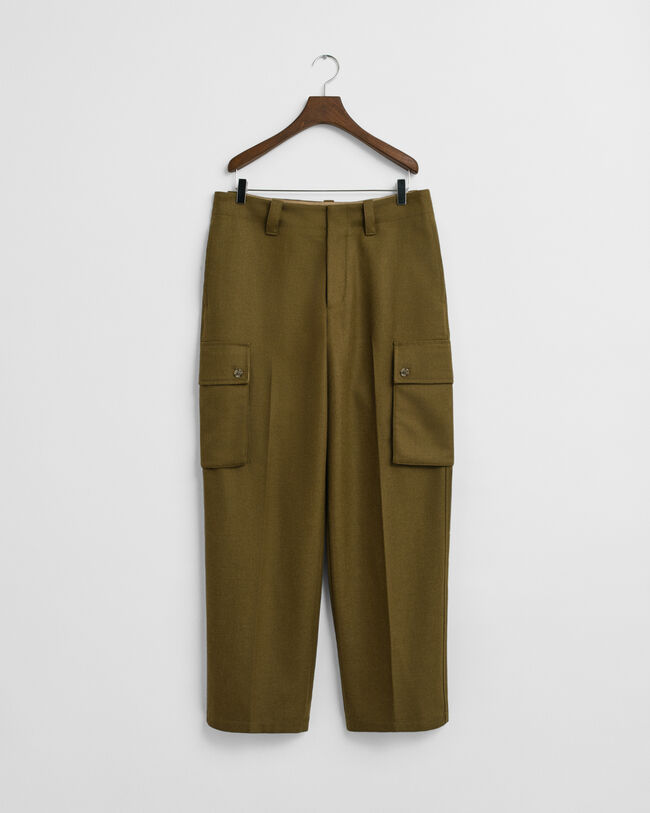 Relaxed Fit Wool Blend Cargo Pants