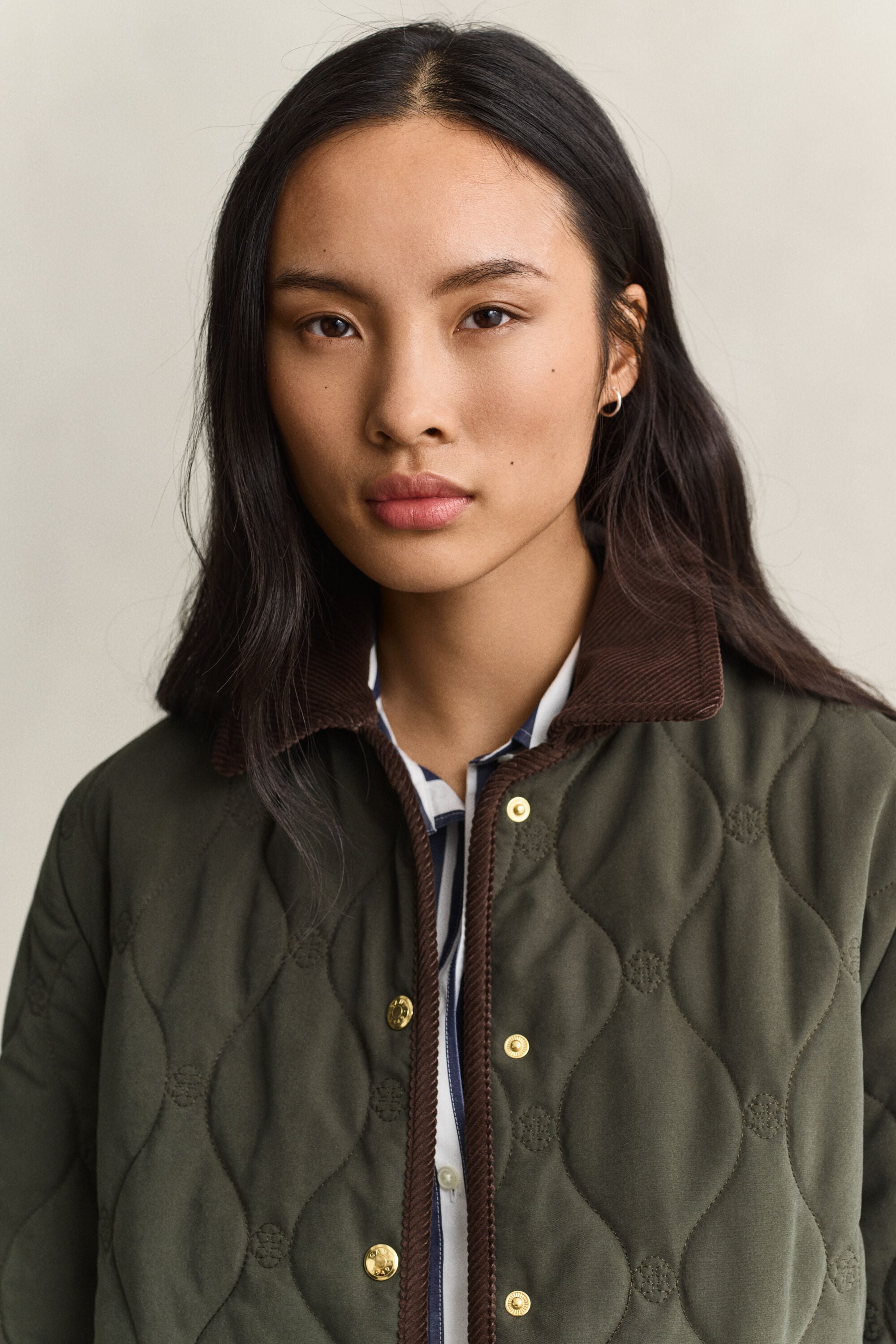 Monogram Quilted Jacket — DARK MOSS GREEN