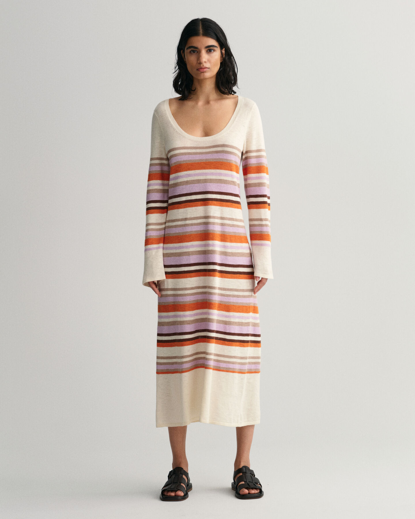Multi Stripe Crew Neck Dress