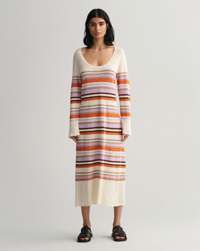 Multi Stripe Crew Neck Dress