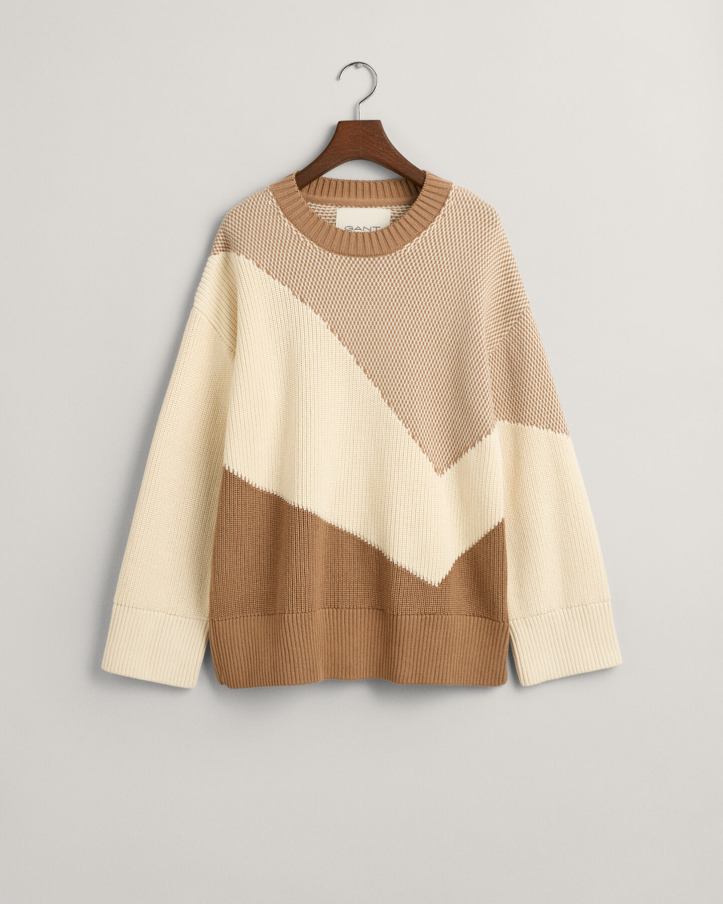 Color Blocked Cotton Crew Neck Sweater