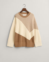 Color Blocked Cotton Crew Neck Sweater