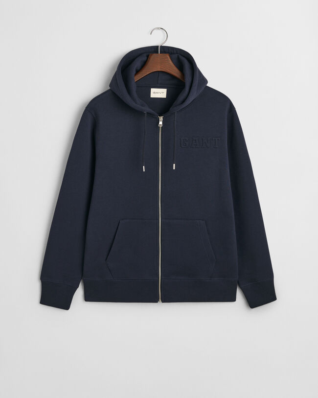 Embossed Zip Hoodie