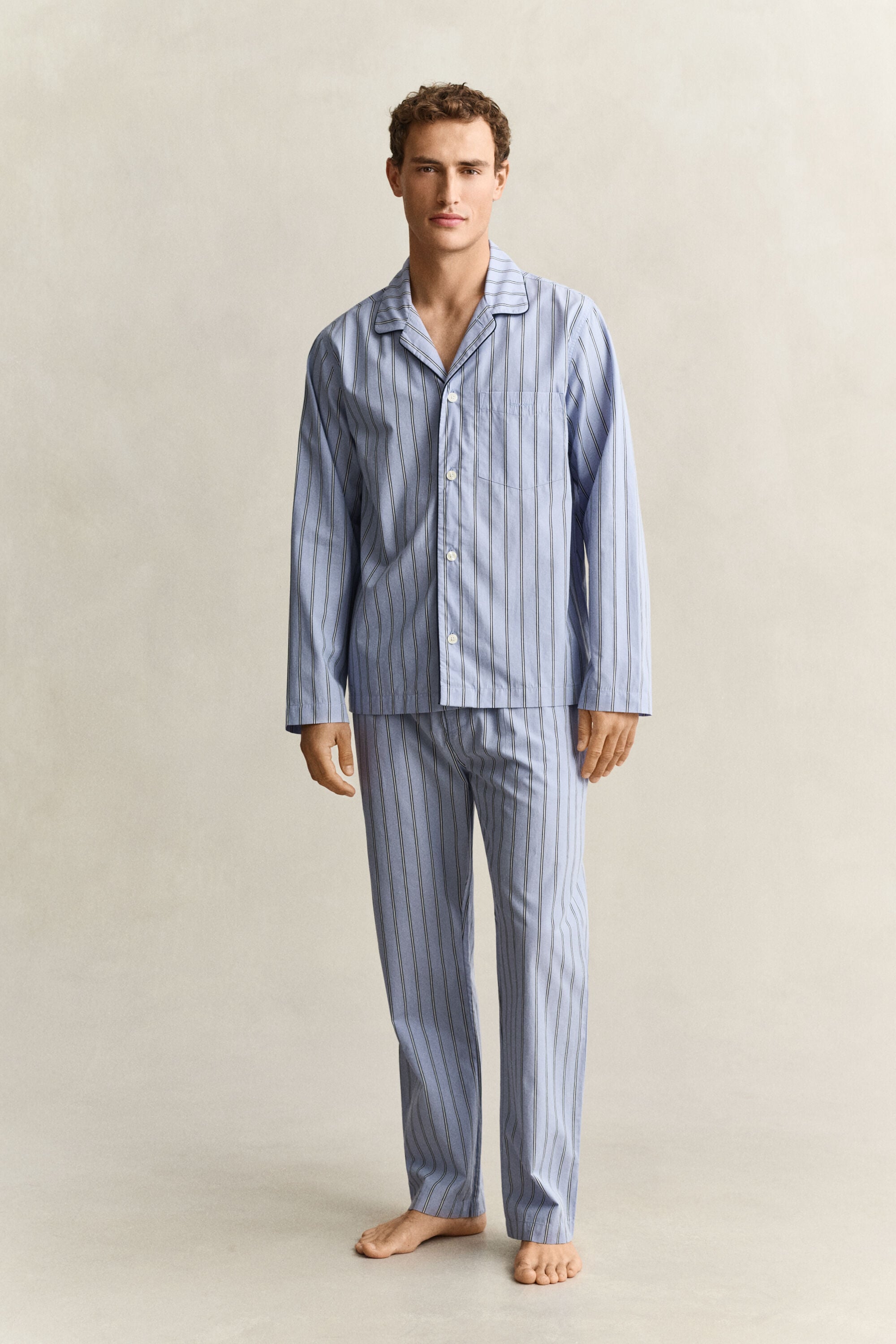 Striped Poplin Pajama Set