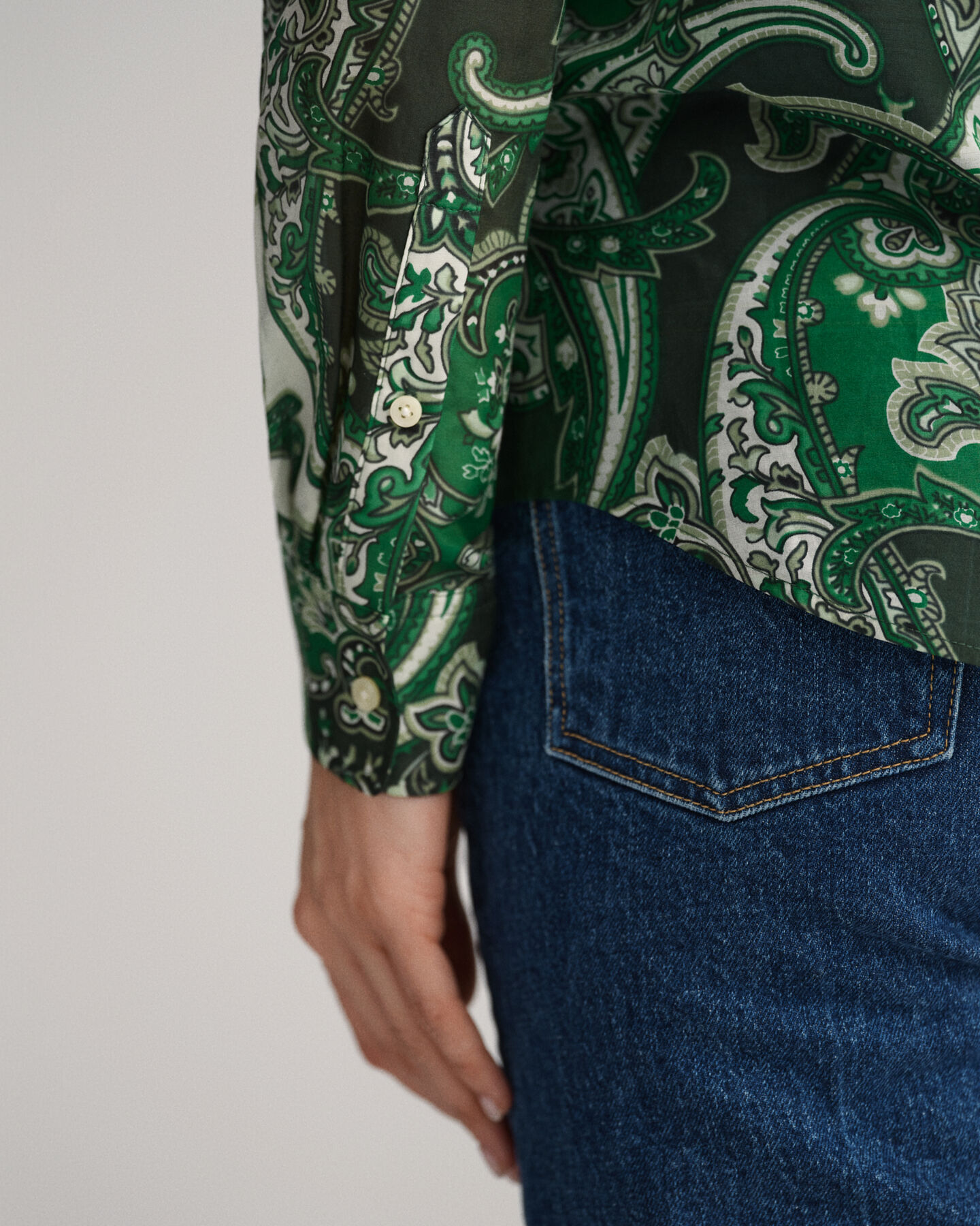Regular Fit Paisley Cotton Silk Shirt