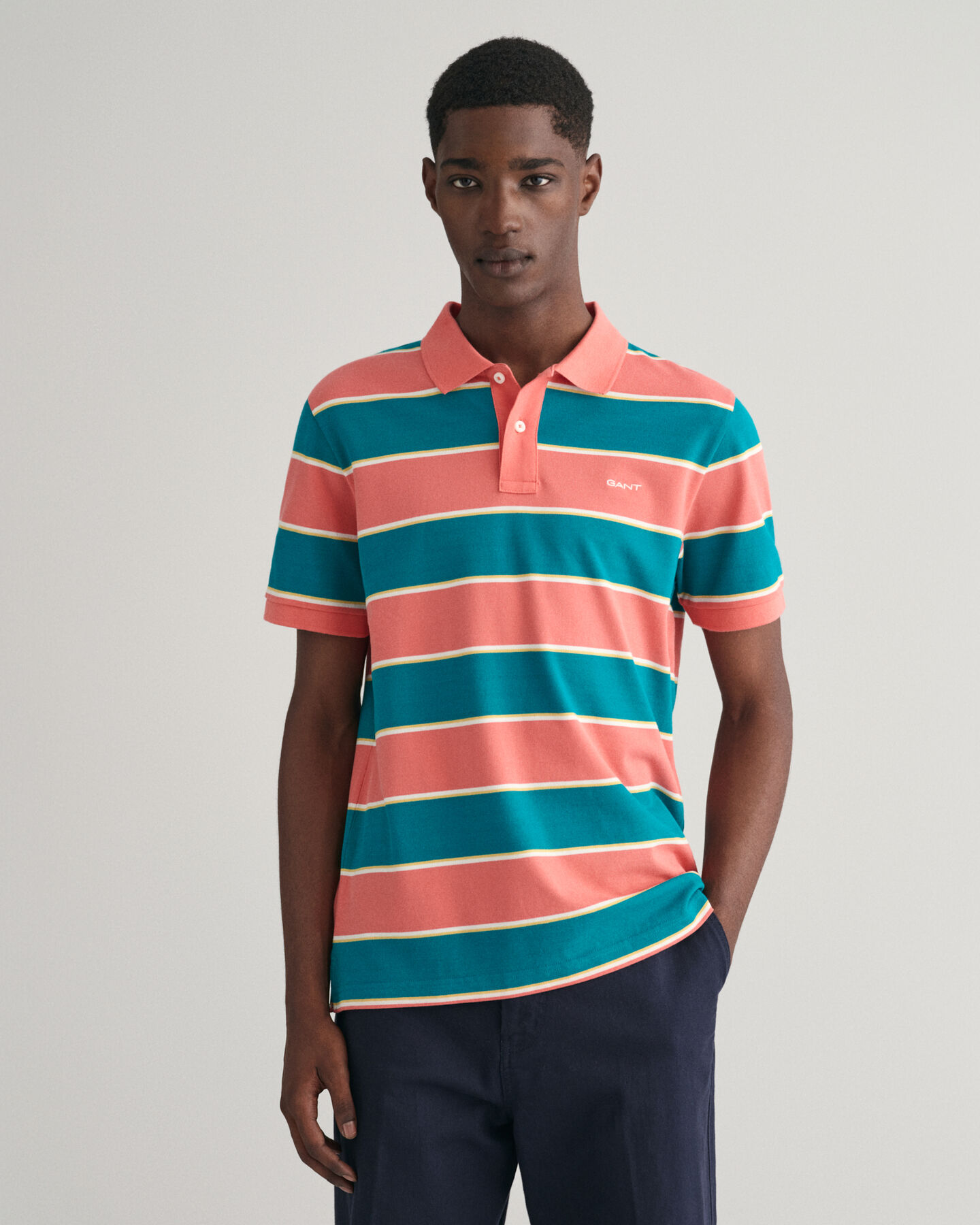 Multi Striped Piqu&eacute; Polo Shirt