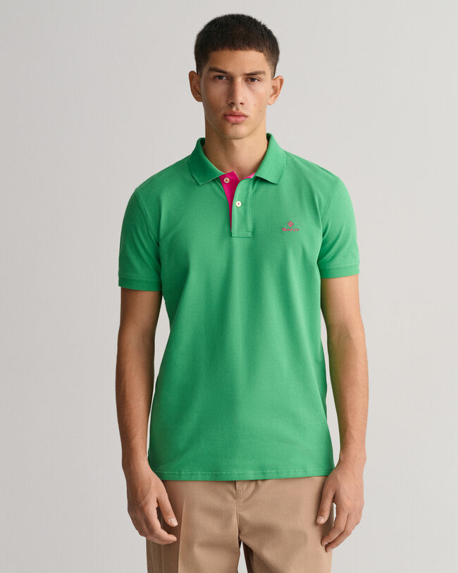 Contrast Collar Piqu&eacute; Polo Shirt