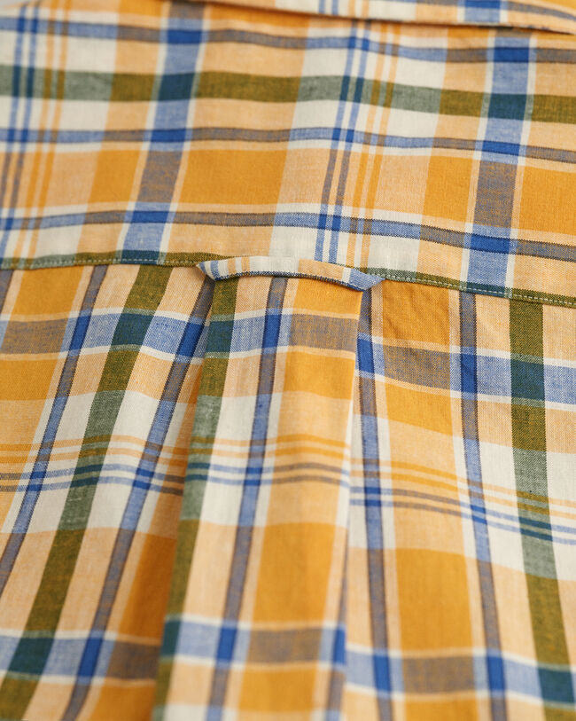 Regular Fit Checked Cotton Linen Short Sleeve Shirt