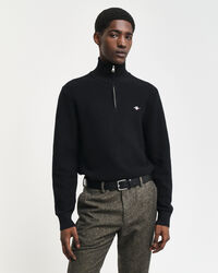 Textured Cotton Half-Zip Sweater