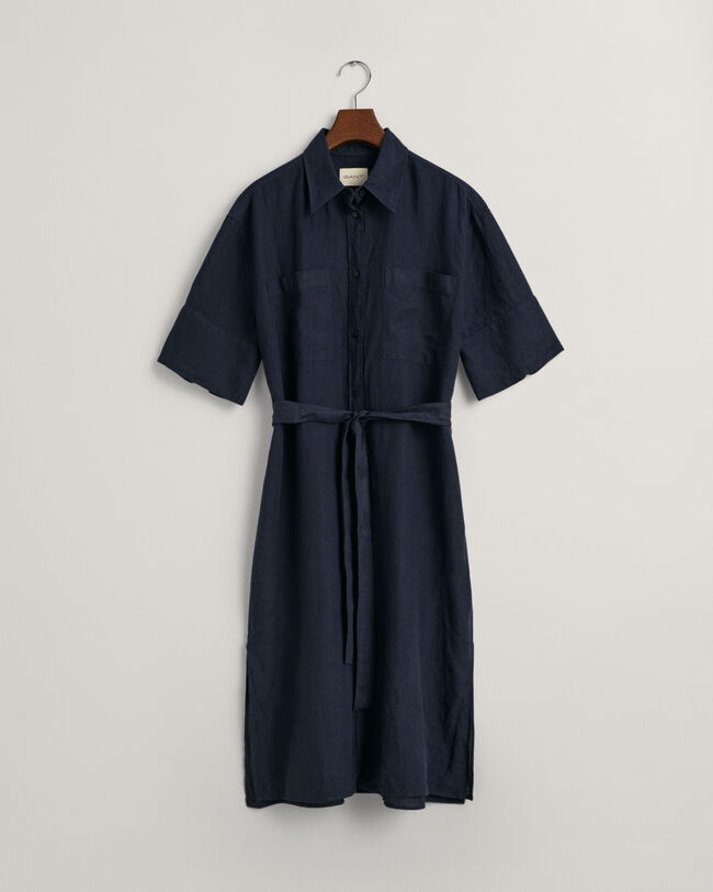Linen Short Sleeve Shirt Dress