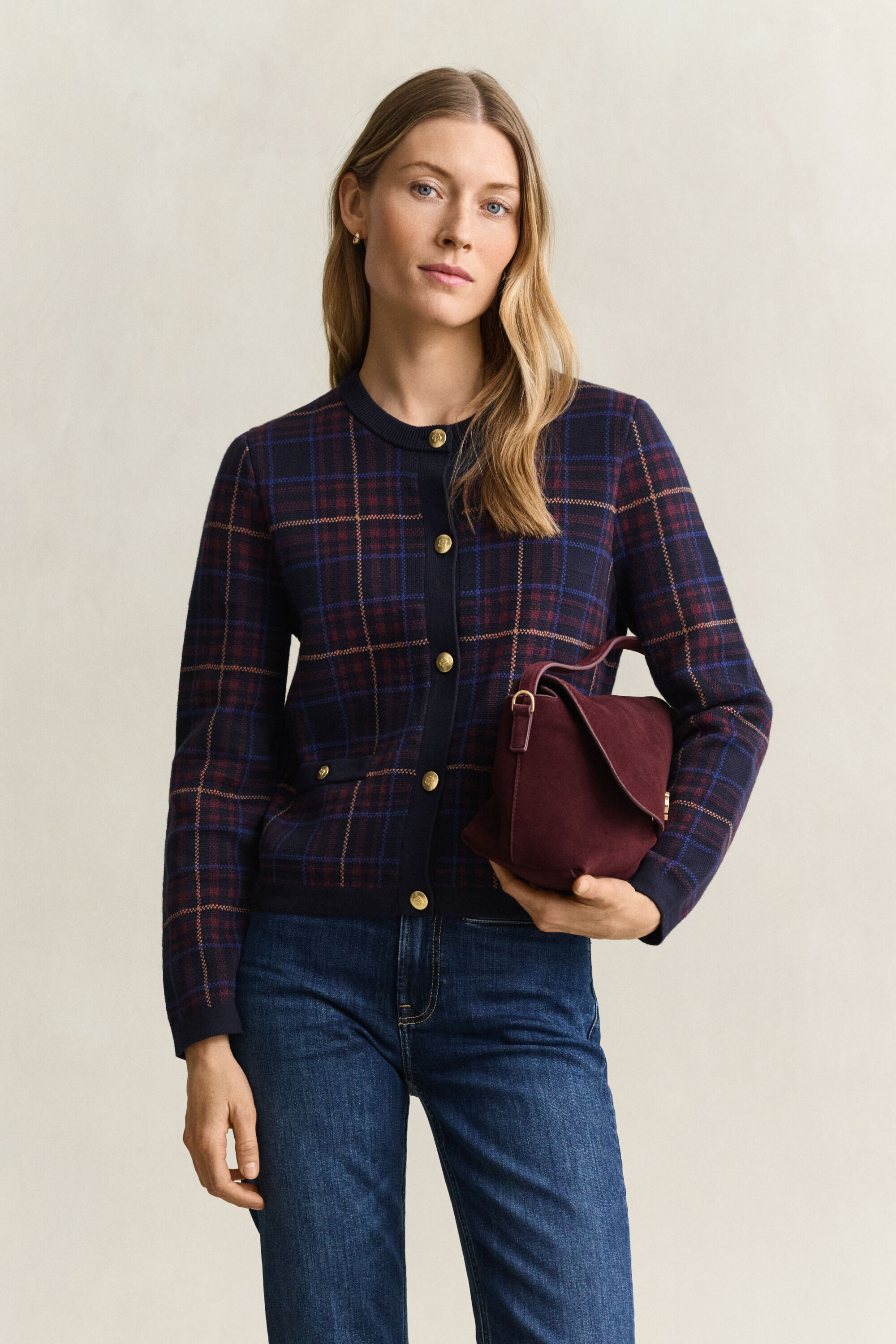 Knitted Check Cardigan