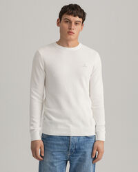 Cotton Piqu&eacute; Crew Neck Sweater