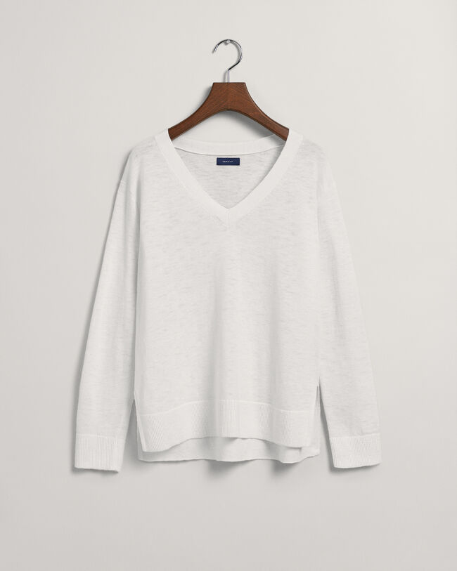 Linen Blend V-Neck Sweater