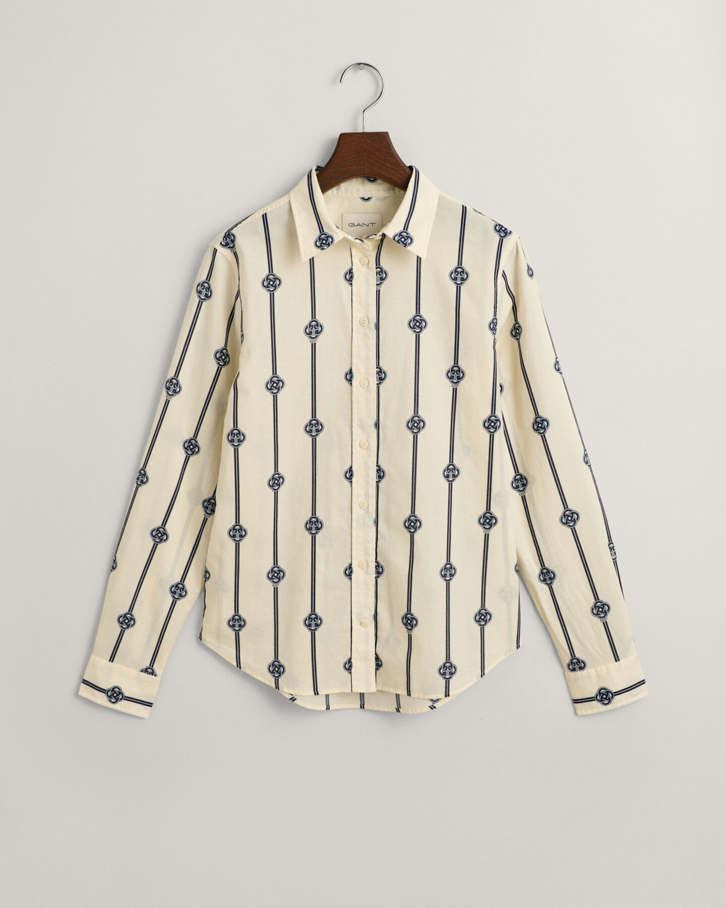 Regular Fit Monogram Striped Cotton Voile Shirt