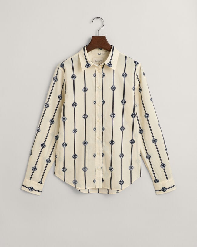 Regular Fit Monogram Striped Cotton Voile Shirt