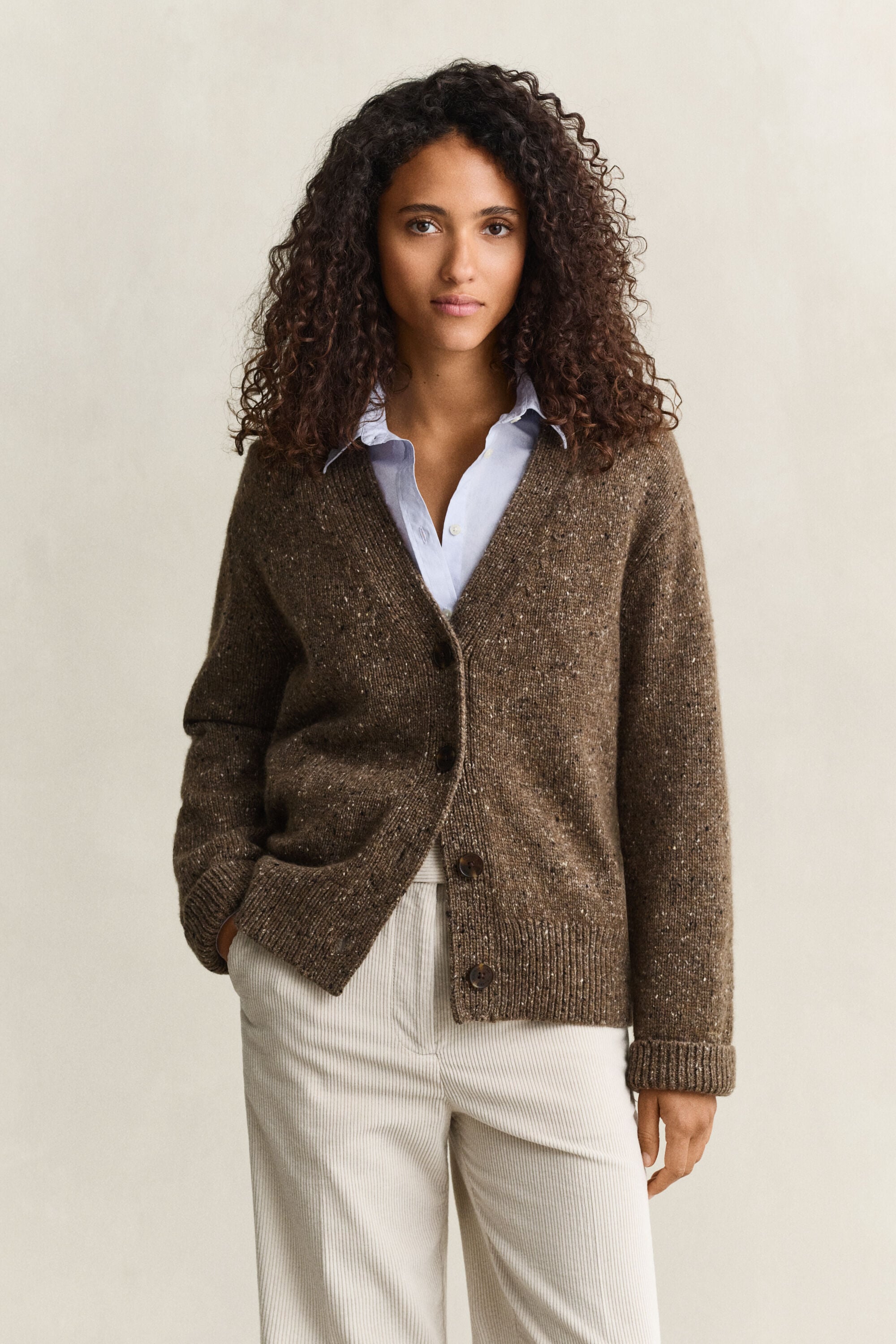 Wool Blend Nepps Cardigan