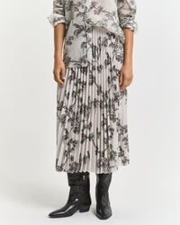 Pleated Tree Printed Midi Skirt