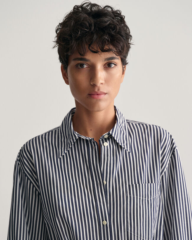 Striped Poplin Shirt Dress