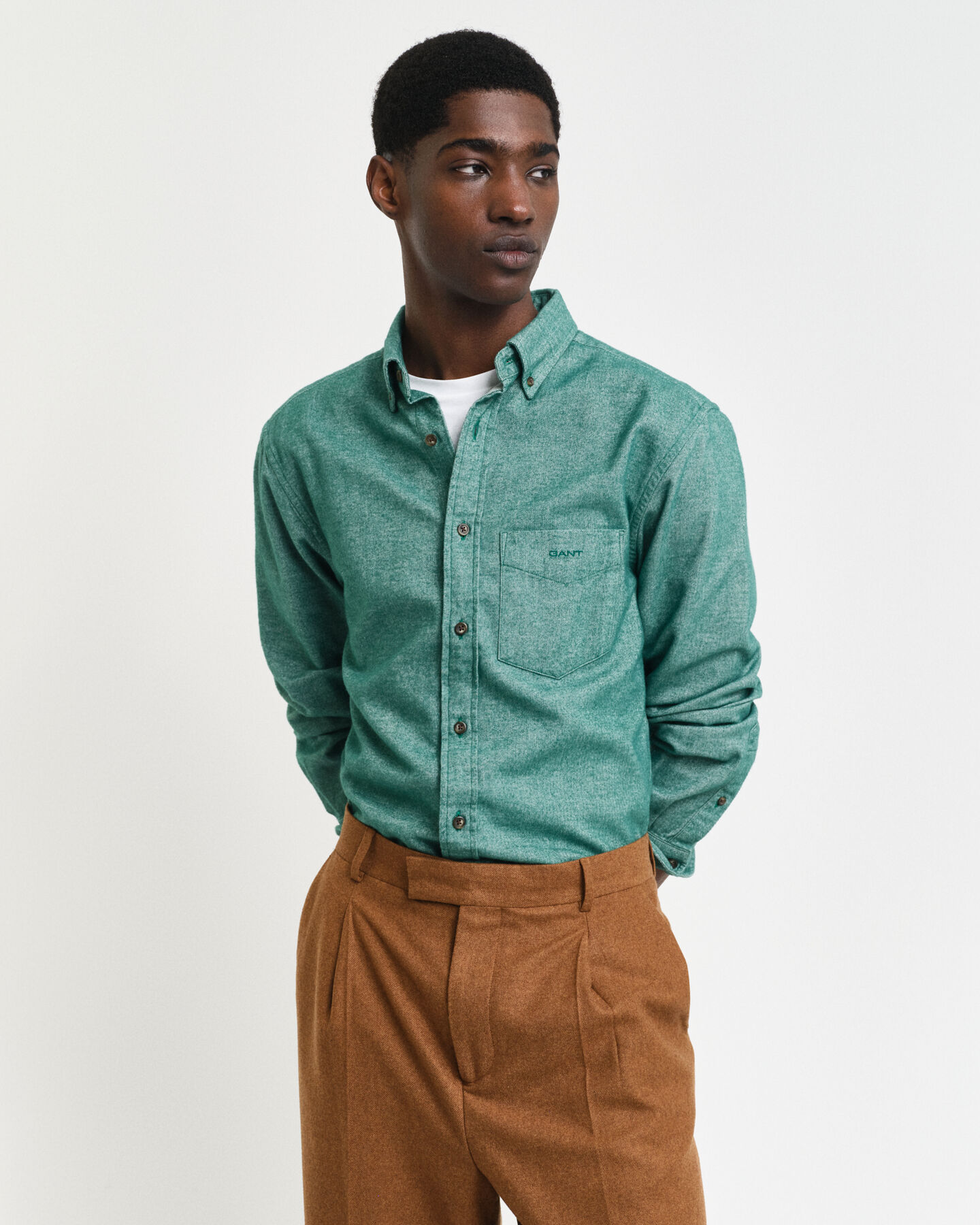 Regular Fit Flannel Herringbone Shirt