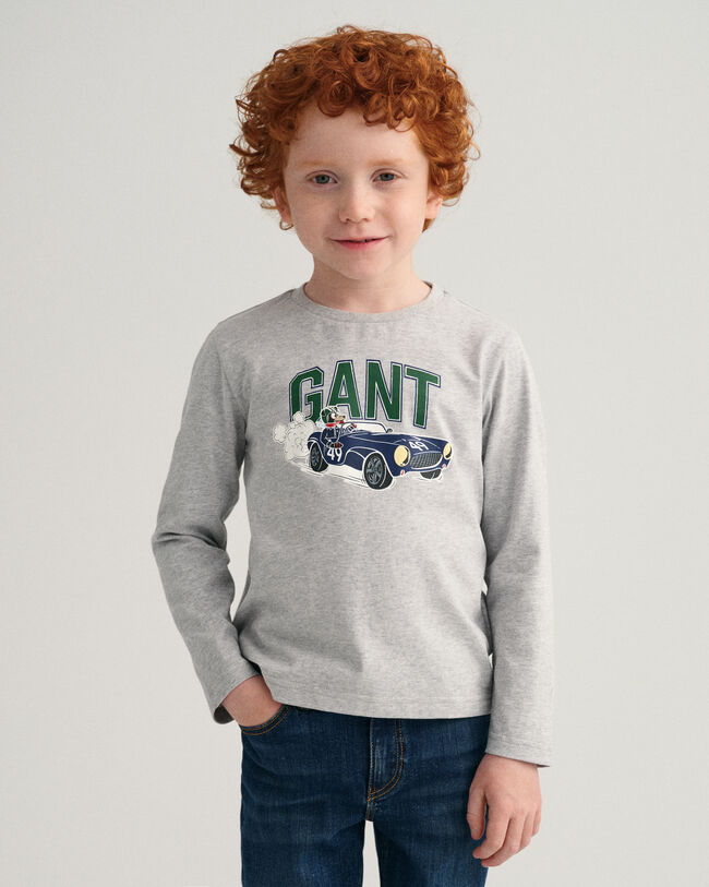 Boys Driving Dog Long Sleeve T-Shirt