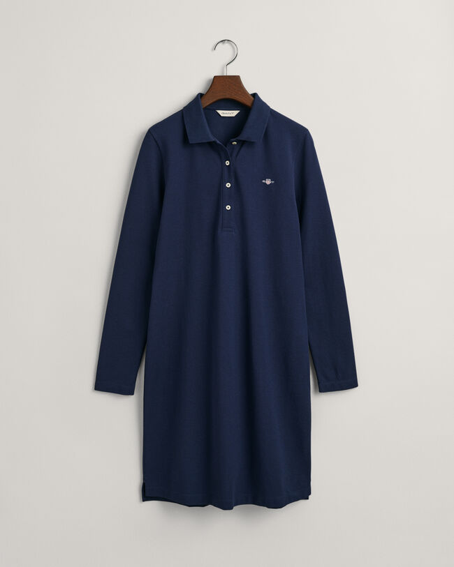 Shield Piqué Long Sleeve Dress