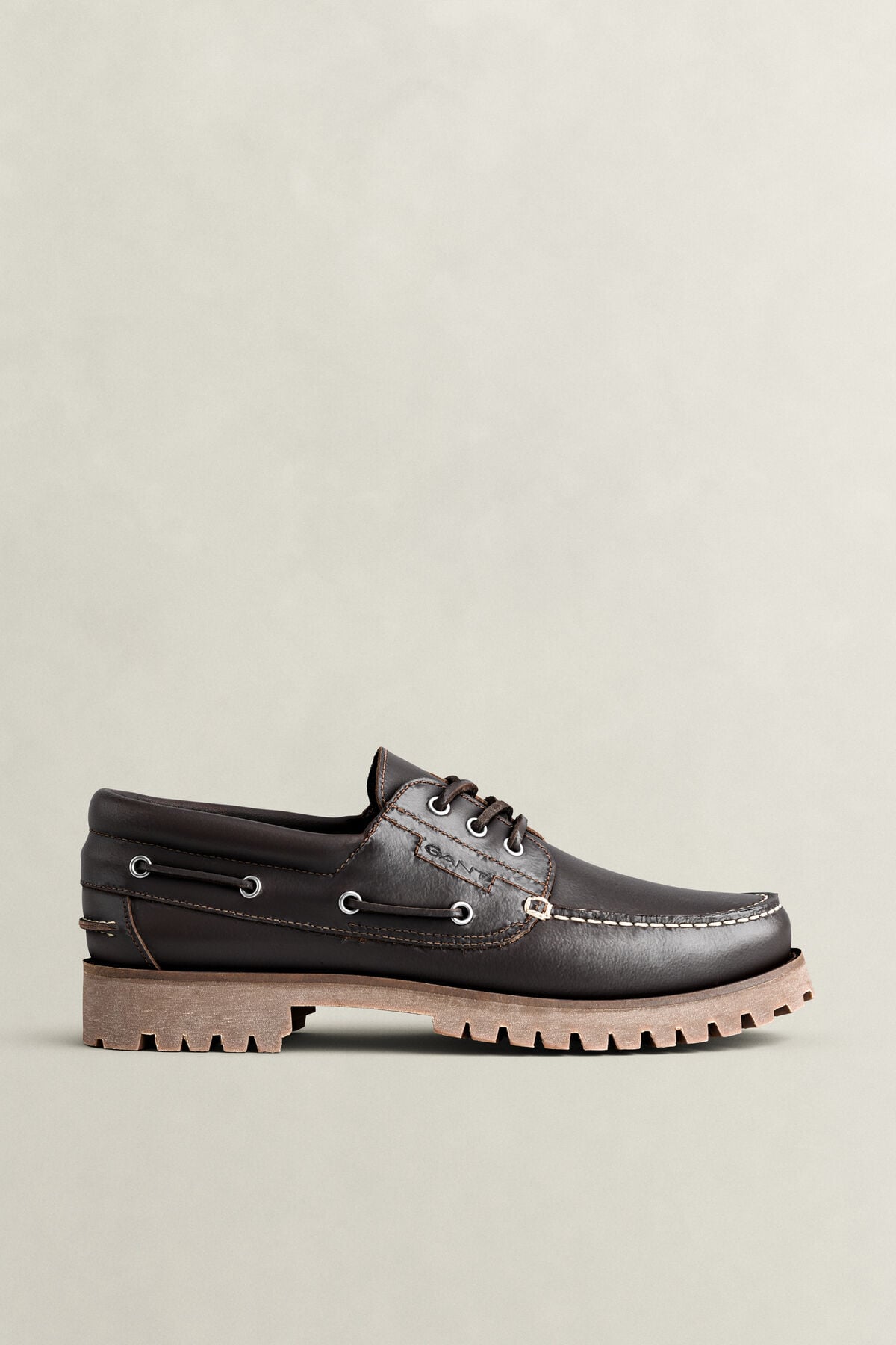 Tratton Leather Boat Shoes — DARK BROWN