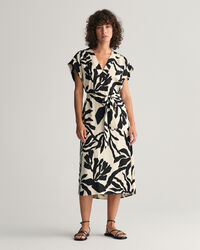 Palm Print Short Sleeve Dress