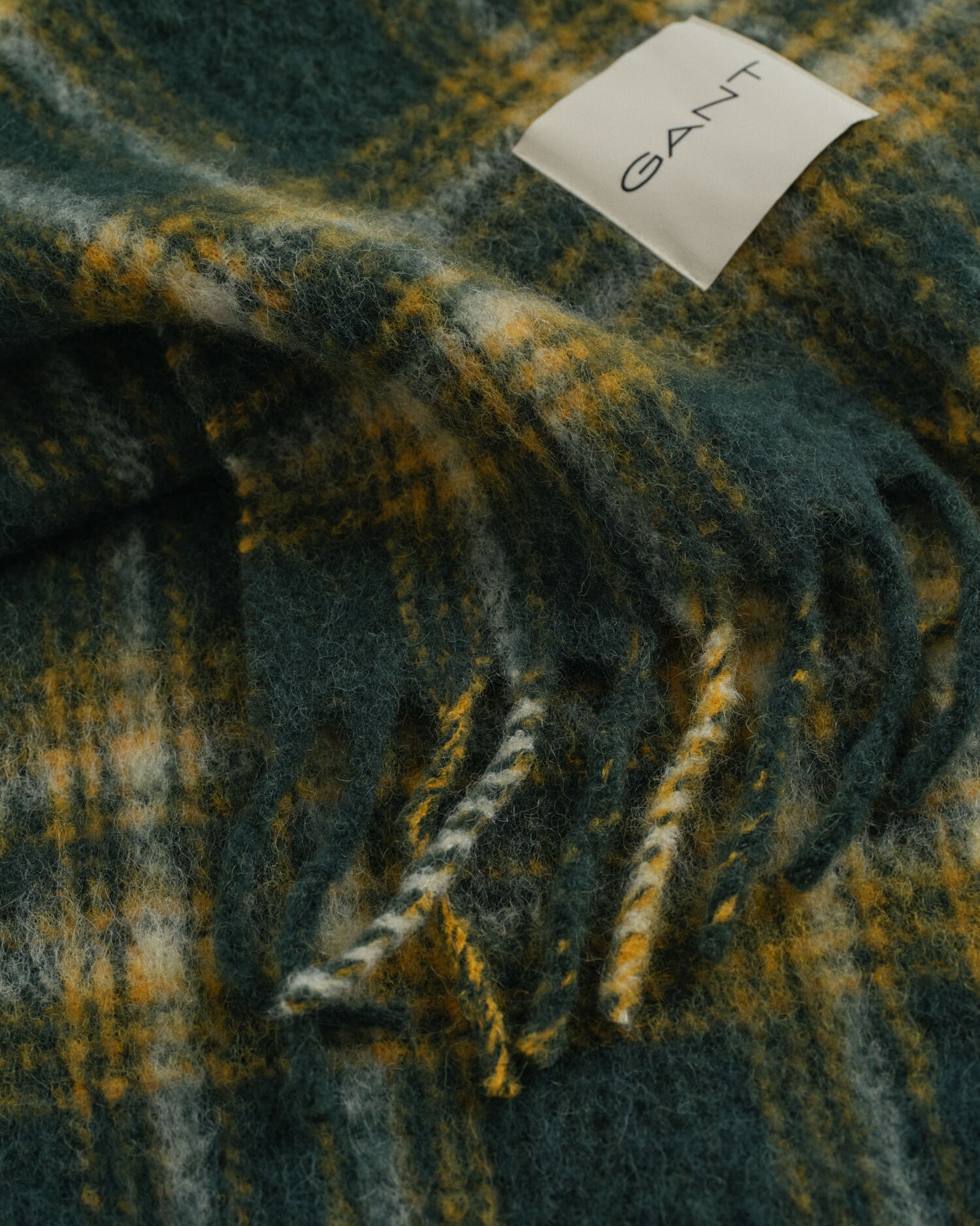 Checked Mohair Alpaca Blend Scarf