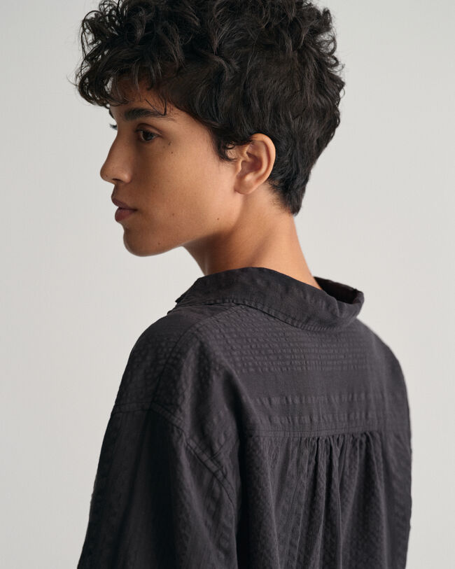 Relaxed Fit Seersucker Striped Popover Shirt