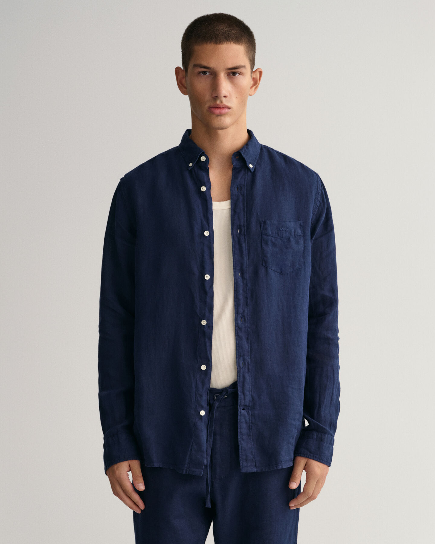 Regular Fit Garment-Dyed Linen Shirt