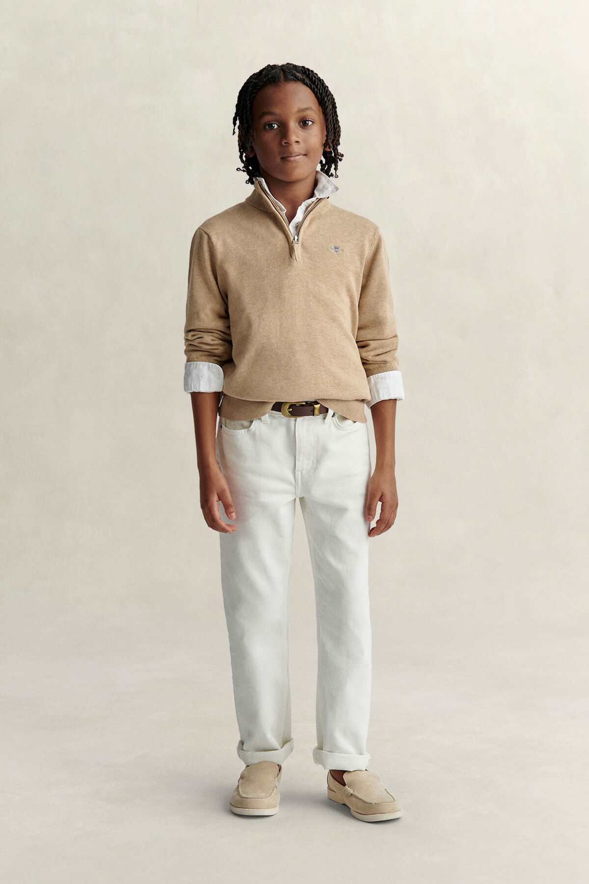 Teen Boys Shield Half-Zip Sweater — OAT BEIGE MARL