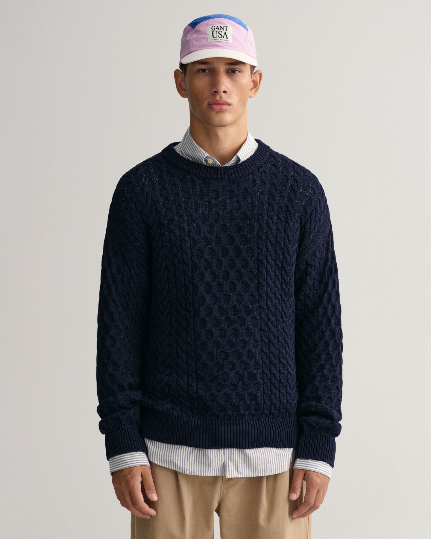 Cotton Cable Knit Crew Neck Sweater