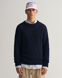 Cotton Cable Knit Crew Neck Sweater