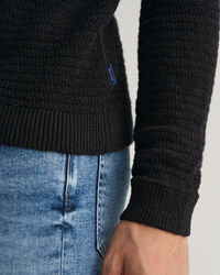 Textured Cotton Linen Crew Neck Sweater