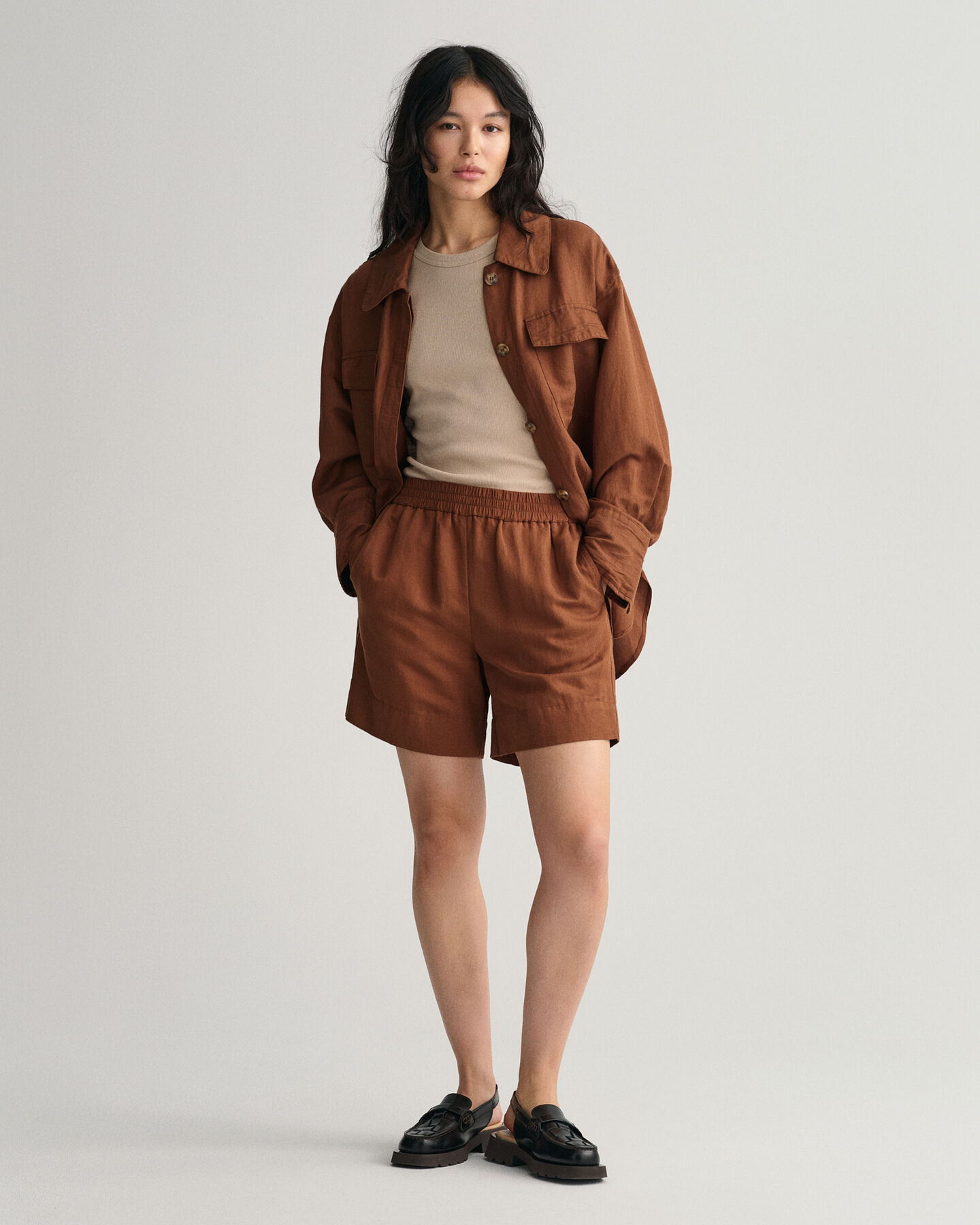 Linen Viscose Pull-On Shorts