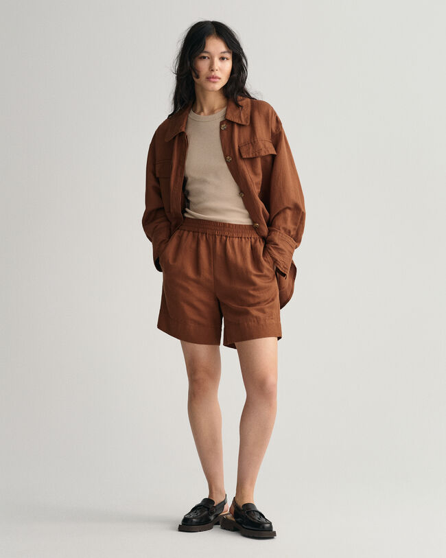 Linen Viscose Pull-On Shorts