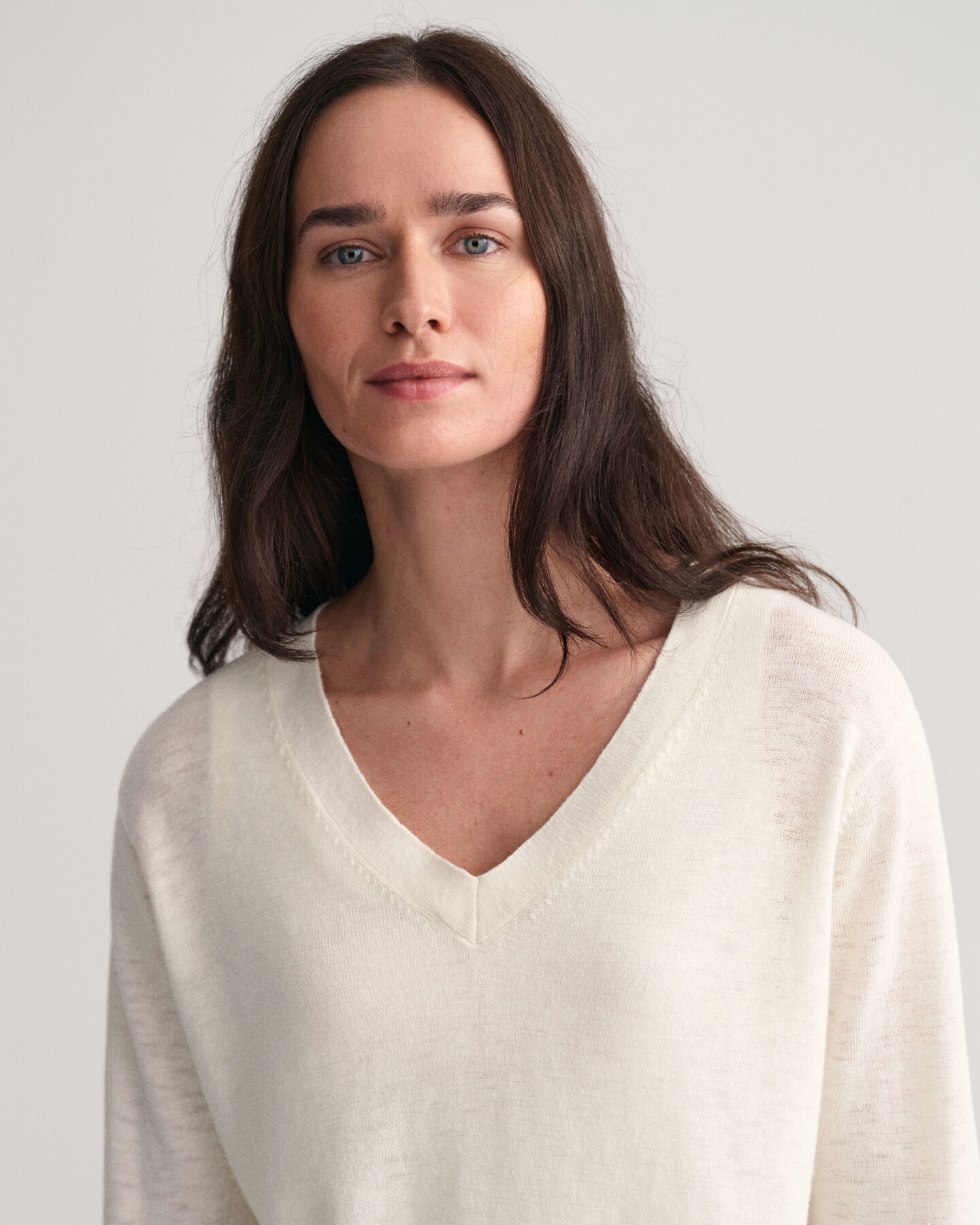Linen Blend V-Neck Sweater