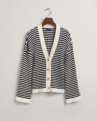 Striped Cotton Rib V-Neck Cardigan