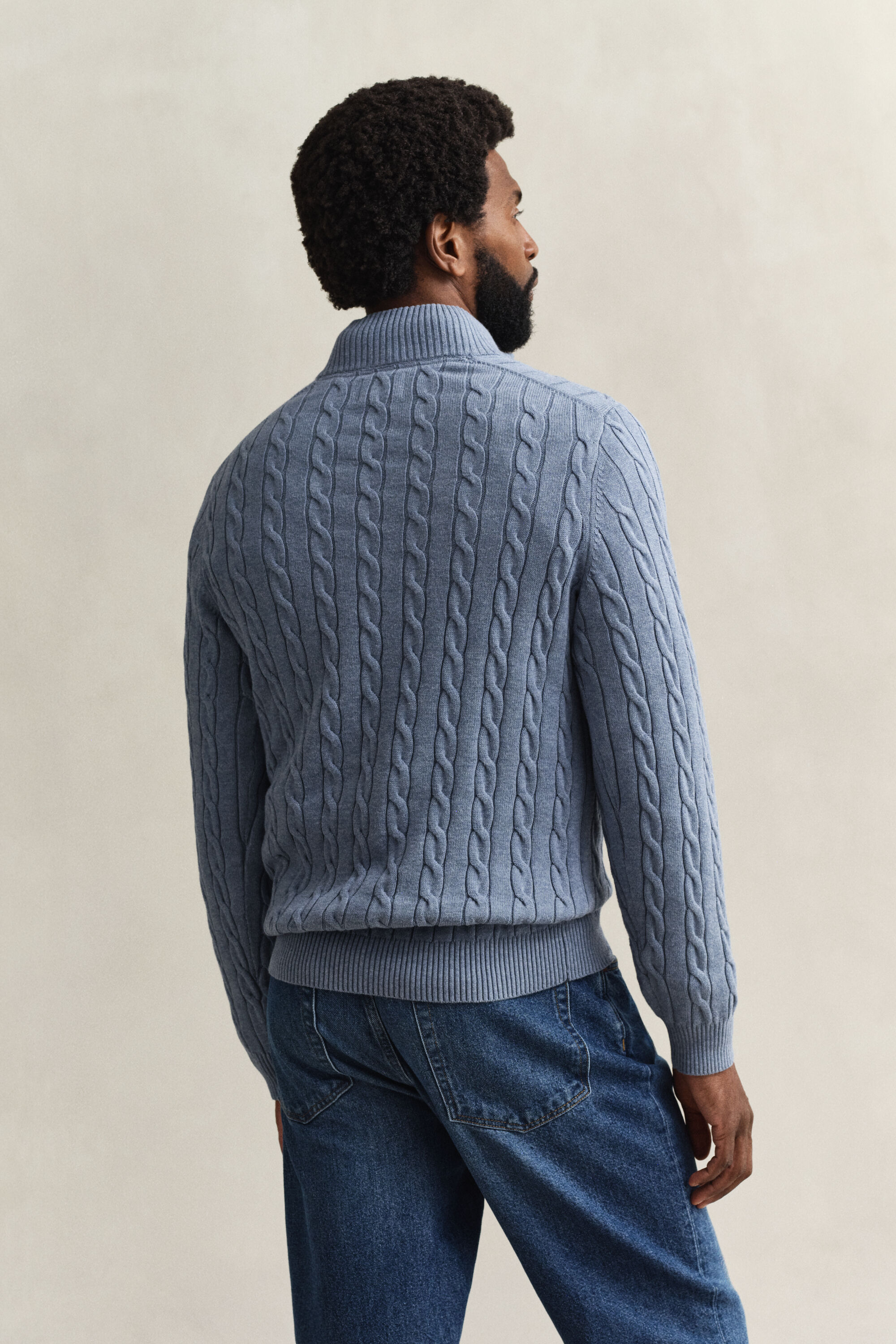 Cotton Cable Knit Half-Zip Sweater
