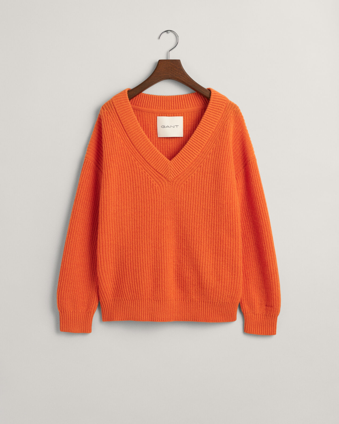 Wool Ribbed V-Neck Sweater