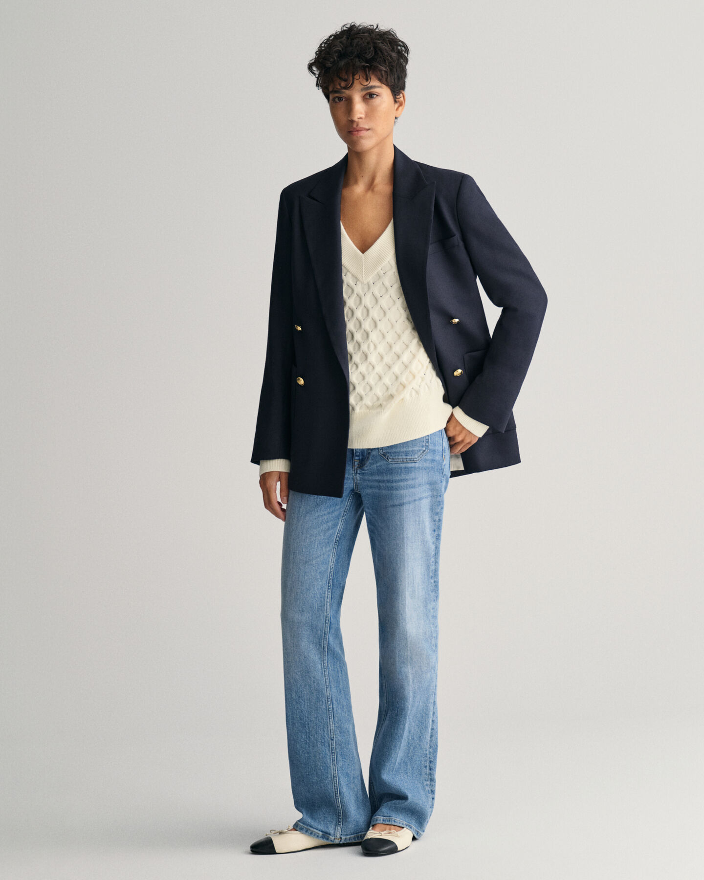 Textured Knit V-Neck Sweater