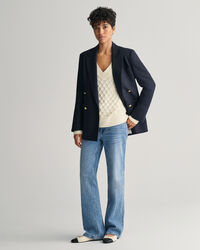 Textured Knit V-Neck Sweater