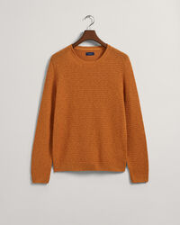 Textured Cotton Linen Crew Neck Sweater