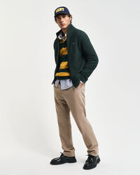 Textured Cotton Zip Cardigan