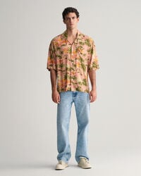 Relaxed Fit Hawaiian Print Short Sleeve Shirt