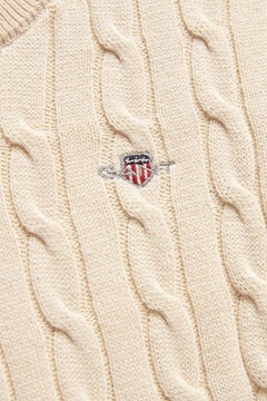 Boys Shield Cable Knit Sweater — CREAMED WHITE 1