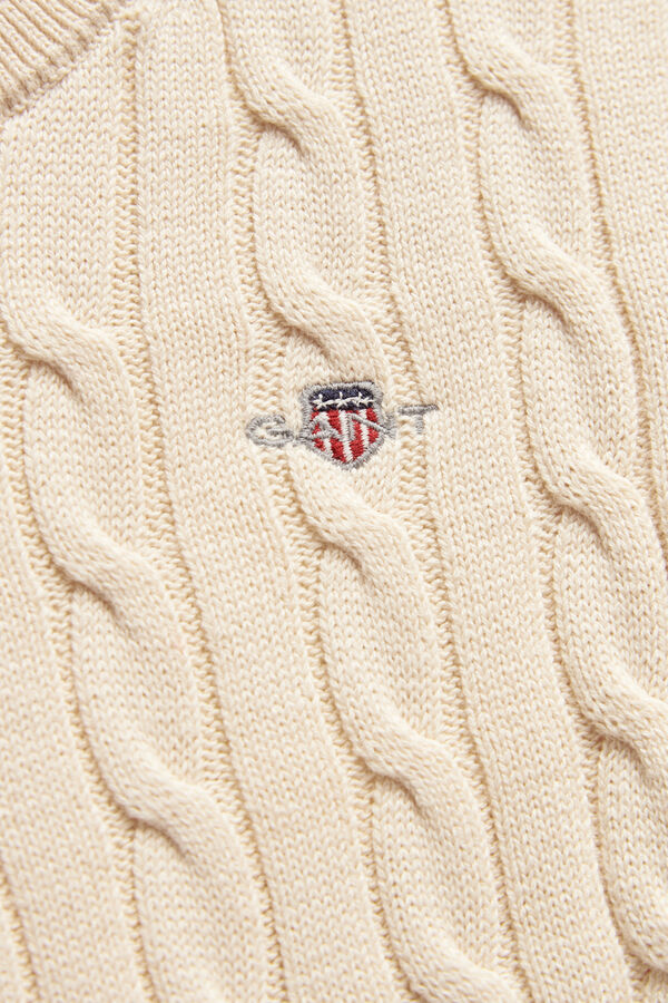 Boys Shield Cable Knit Sweater — CREAMED WHITE