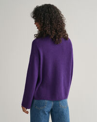 Ribbed Wool Stand Collar Sweater